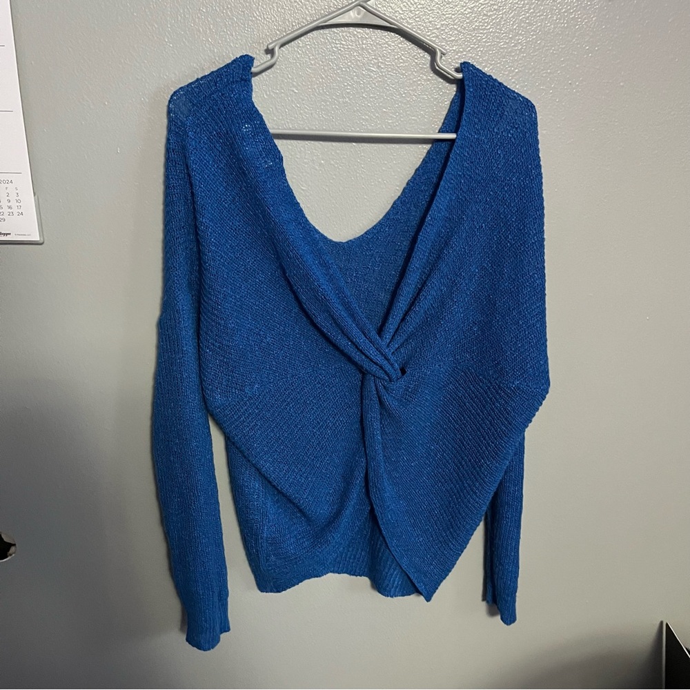 JUN & IVY blue knit scoop neck top, women’s medium